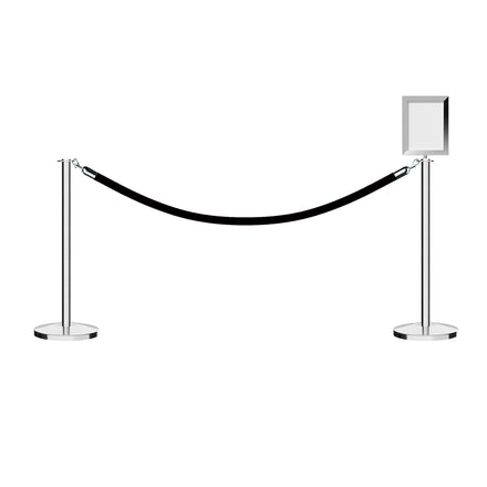 Post and Rope Stanchion Kit, Flat Top Posts, 6 Ft. Velvet Foam Core Rope and Sign Frame - Montour Line