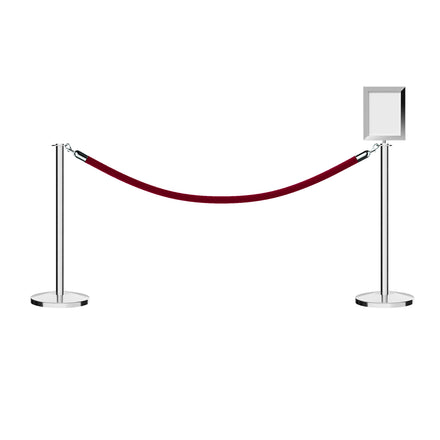 Flat Top Post and Rope Stanchion Kit with Sign Frame - Montour Line