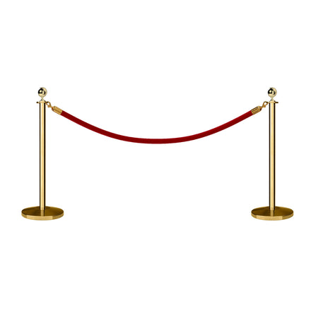 Post and Rope Stanchion Kit, Ball Top Posts, 6 Ft. Velvet Foam Core Rope - Montour Line