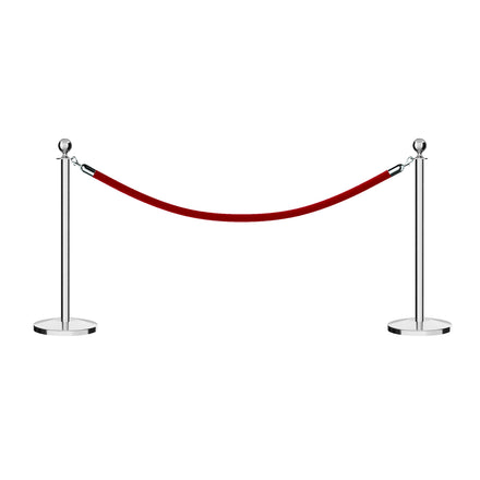 Post and Rope Stanchion Kit, Ball Top Posts, 6 Ft. Velvet Foam Core Rope - Montour Line