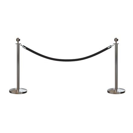 Post and Rope Stanchion Kit, Ball Top Posts, 6 Ft. Velvet Foam Core Rope - Montour Line