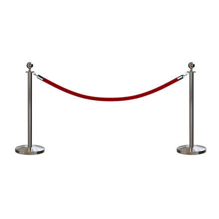 Post and Rope Stanchion Kit, Ball Top Posts, 6 Ft. Velvet Foam Core Rope - Montour Line