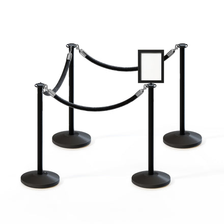 Post and Rope Stanchion Kit, Flat Top Posts, 6 Ft. Velvet Foam Core Rope and Sign Frame - Montour Line