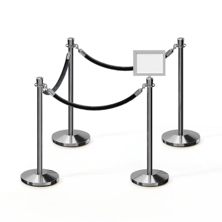 Post and Rope Stanchion Kit, Crown Top Posts, 6 Ft. Velvet Foam Core Rope and Sign Frame - Montour Line