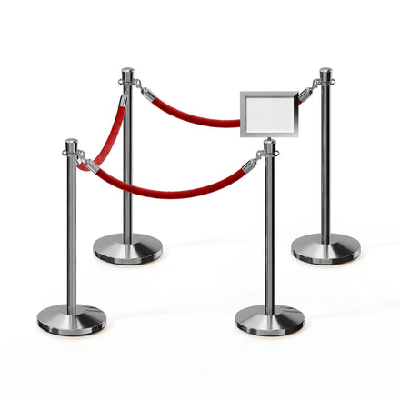 Post and Rope Stanchion Kit, Crown Top Posts, 6 Ft. Velvet Foam Core Rope and Sign Frame - Montour Line