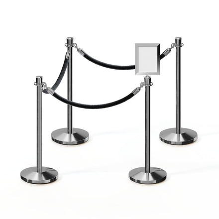 Post and Rope Stanchion Kit, Crown Top Posts, 6 Ft. Velvet Foam Core Rope and Sign Frame - Montour Line