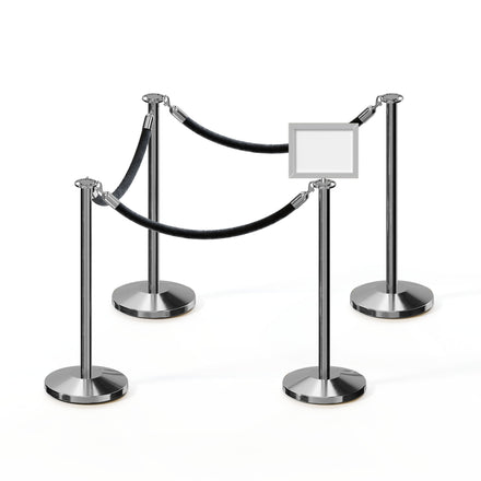 Post and Rope Stanchion Kit, Flat Top Posts, 6 Ft. Velvet Foam Core Rope and Sign Frame - Montour Line