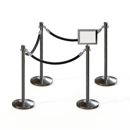 Post and Rope Stanchion Kit, Crown Top Posts, 6 Ft. Velvet Foam Core Rope and Sign Frame - Montour Line