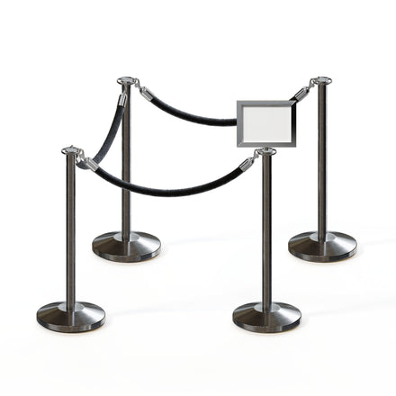 Post and Rope Stanchion Kit, Flat Top Posts, 6 Ft. Velvet Foam Core Rope and Sign Frame - Montour Line