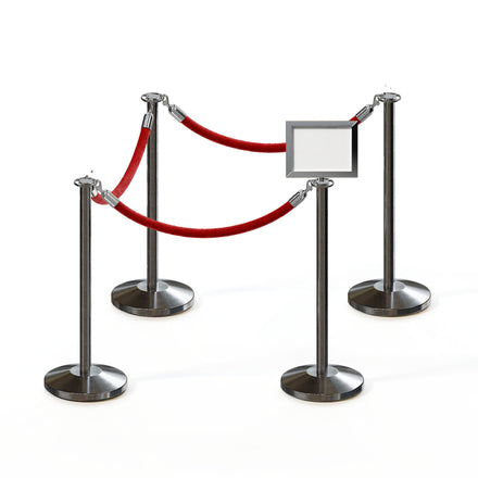 Post and Rope Stanchion Kit, Flat Top Posts, 6 Ft. Velvet Foam Core Rope and Sign Frame - Montour Line