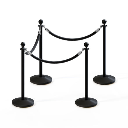 Post and Rope Stanchion Kit, Ball Top Posts, 6 Ft. Velvet Foam Core Rope - Montour Line