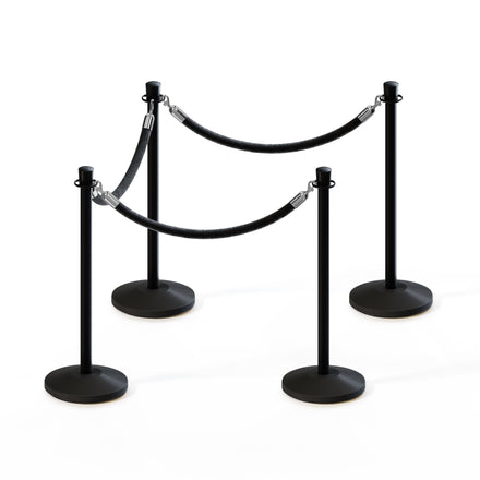 Post and Rope Stanchion Kit, Crown Top Posts, 6 Ft. Velvet Foam Core Rope - Montour Line