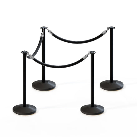 Post and Rope Stanchion Kit, Flat Top Posts, 6 Ft. Velvet Foam Core Rope - Montour Line