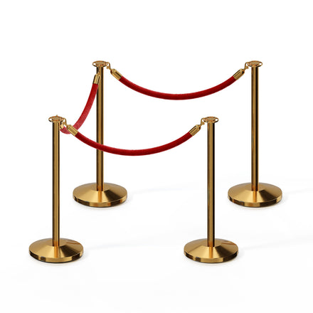 Post and Rope Stanchion Kit, Flat Top Posts, 6 Ft. Velvet Foam Core Rope - Montour Line