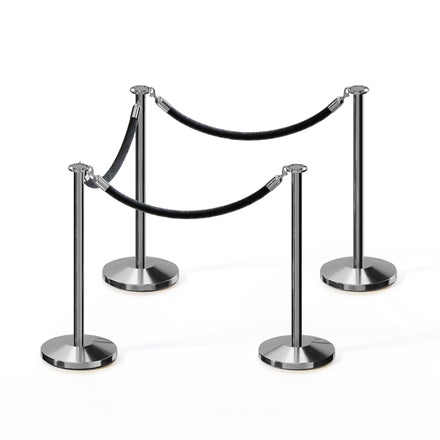 Post and Rope Stanchion Kit, Flat Top Posts, 6 Ft. Velvet Foam Core Rope - Montour Line