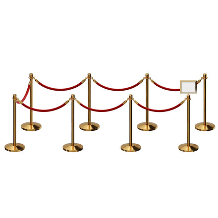 Post and Rope Stanchion Kit, Crown Top Posts, 6 Ft. Velvet Foam Core Rope and Sign Frame - Montour Line