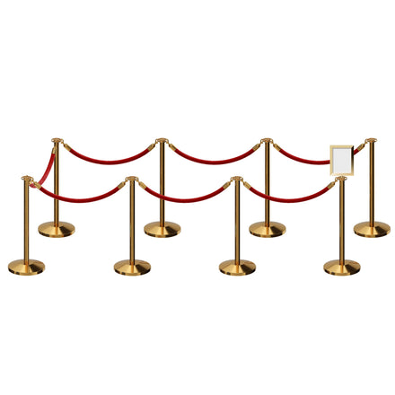 Post and Rope Stanchion Kit, Flat Top Posts, 6 Ft. Velvet Foam Core Rope and Sign Frame - Montour Line