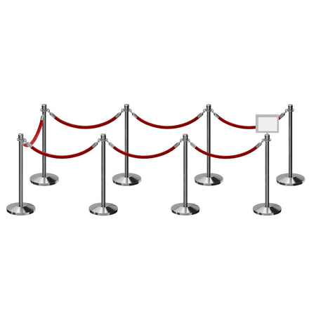 Post and Rope Stanchion Kit, Crown Top Posts, 6 Ft. Velvet Foam Core Rope and Sign Frame - Montour Line