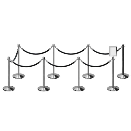 Post and Rope Stanchion Kit, Crown Top Posts, 6 Ft. Velvet Foam Core Rope and Sign Frame - Montour Line