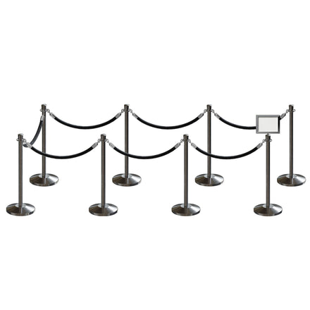 Post and Rope Stanchion Kit, Crown Top Posts, 6 Ft. Velvet Foam Core Rope and Sign Frame - Montour Line