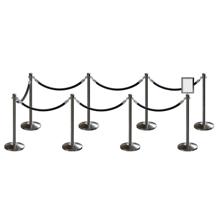 Post and Rope Stanchion Kit, Crown Top Posts, 6 Ft. Velvet Foam Core Rope and Sign Frame - Montour Line