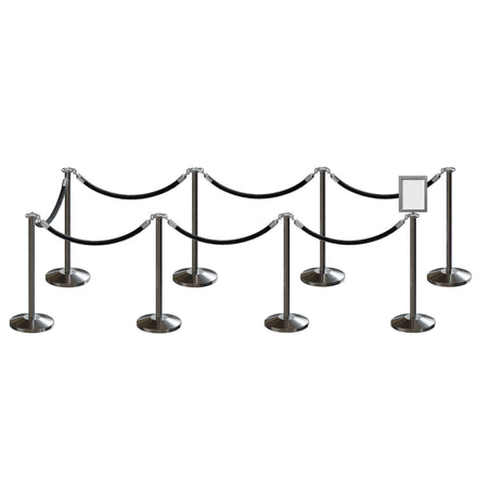 Post and Rope Stanchion Kit, Flat Top Posts, 6 Ft. Velvet Foam Core Rope and Sign Frame - Montour Line