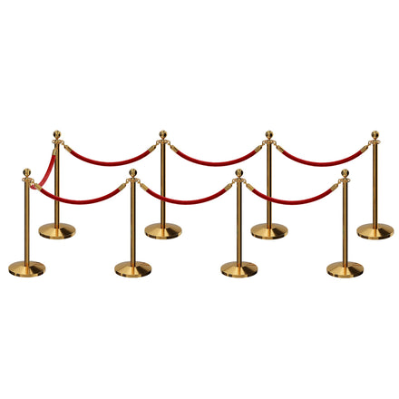 Post and Rope Stanchion Kit, Ball Top Posts, 6 Ft. Velvet Foam Core Rope - Montour Line