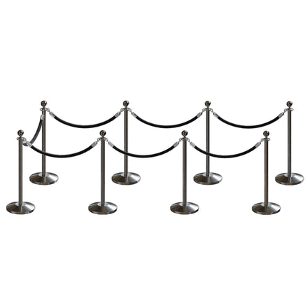 Post and Rope Stanchion Kit, Ball Top Posts, 6 Ft. Velvet Foam Core Rope - Montour Line
