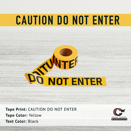 Caution Tape, 2.0 mil x 1000 Ft. x 3 Inch, Black Text Color - Trafford Industrial