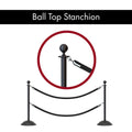 Ball Top Post and Rope Stanchion with Dome Base - Montour Line CDLineD