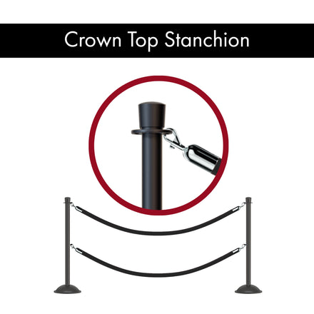 Crown Top Post and Rope Stanchion with Dome Base - Montour Line CDLineD