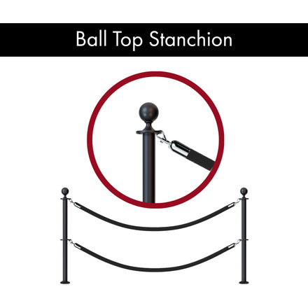Ball Top Dual Rope Stanchion with Fixed Base - Montour Line CXLineDF