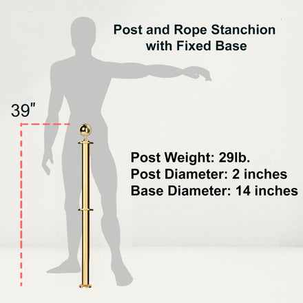 Ball Top Dual Rope Stanchion with Fixed Base - Montour Line CXLineDF