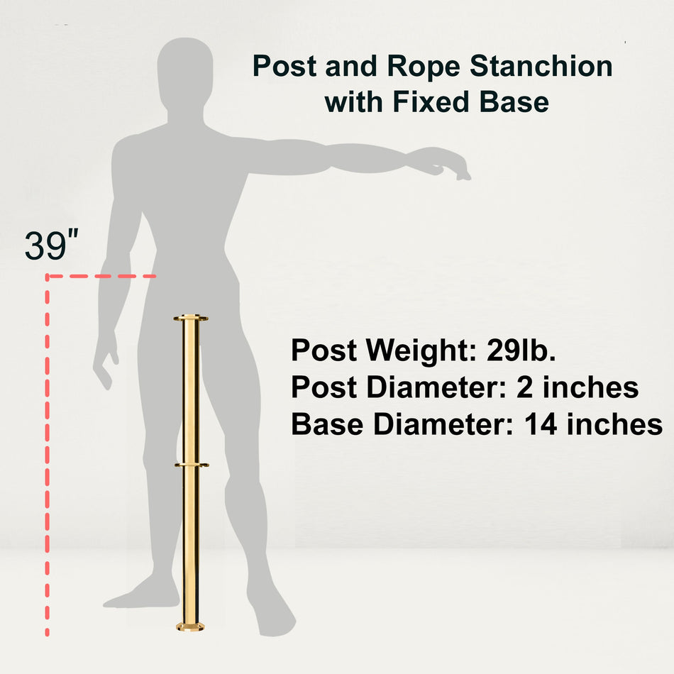 Flat Top Dual Rope Stanchion with Fixed Base - Montour Line CXLineDF