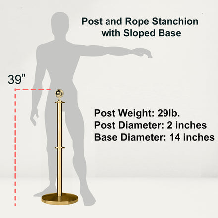Ball Top Dual Rope Stanchion with Sloped Base - Montour Line CLineD
