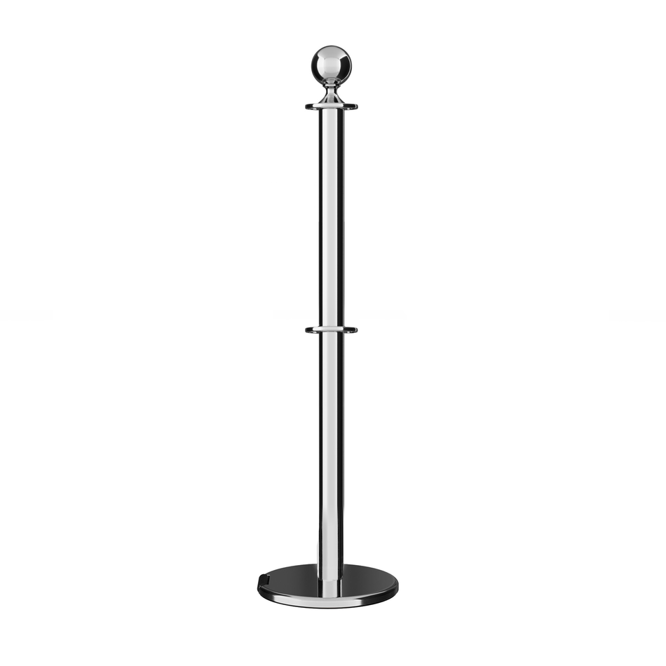 Ball Top Dual Rope Stanchion with Roller Base - Montour Line CELineD
