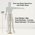 Ball Top Post and Rope Stanchion with Roller Base - Montour Line CELine
