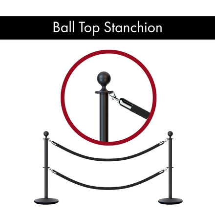 Ball Top Dual Rope Stanchion with Cast Iron Base - Montour Line CILineD