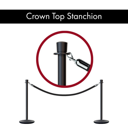 Crown Top Post and Rope Stanchion with Cast Iron Base - Montour Line CILine