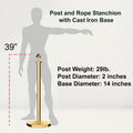 Ball Top Post and Rope Stanchion with Cast Iron Base - Montour Line CILine