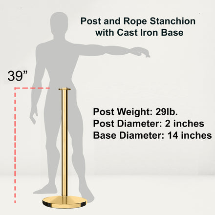 Post & Rope Stanchion, Flat Top, Flat Cast Iron Base  - CCW Series