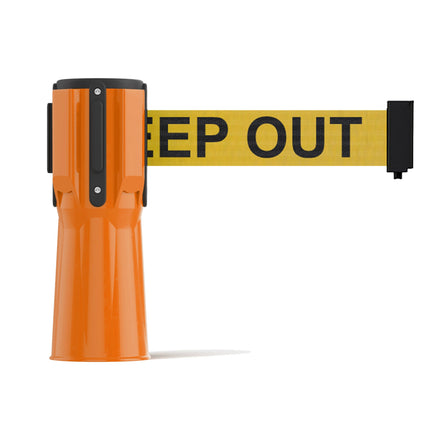 Cone-Mounted Retractable Belt Barrier, 11 Ft. Belt - Trafford Industrial