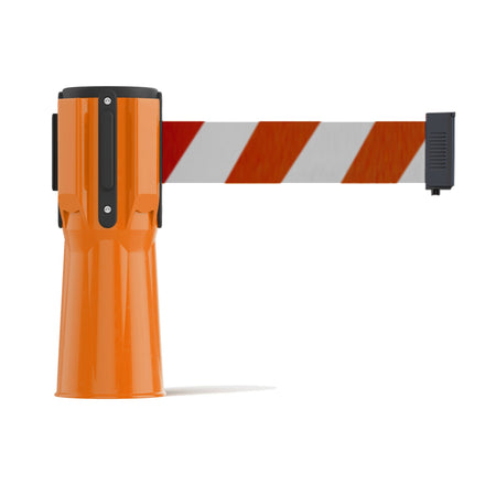 Cone-Mounted Retractable Belt Barrier, 11 Ft. Belt - Trafford Industrial