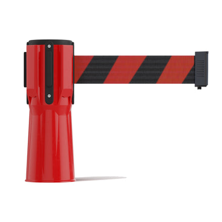 Cone-Mounted Retractable Belt Barrier, 11 Ft. Belt - Trafford Industrial