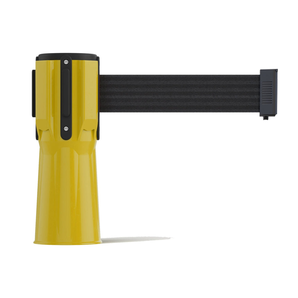 Cone-Mounted Retractable Belt Barrier, 7.5 Ft. Belt - Trafford Industrial