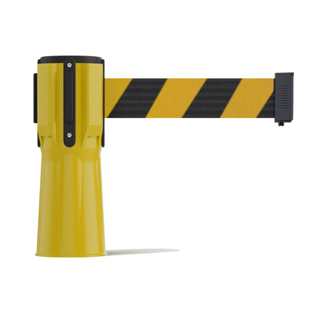 Cone-Mounted Retractable Belt Barrier, 7.5 Ft. Belt - Trafford Industrial