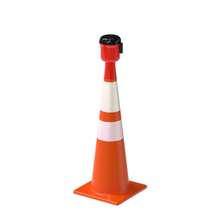 Cone-Mounted Retractable Belt Barrier, Red Case - Montour Line CM160