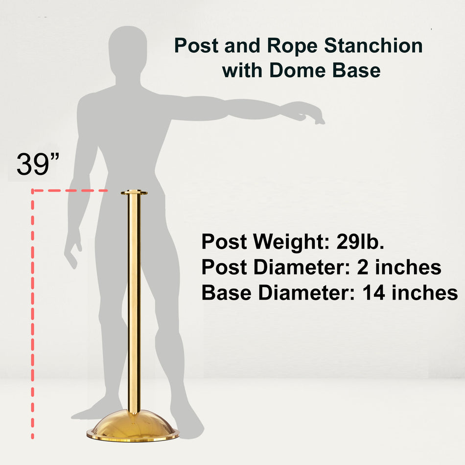 Flat Top Post and Rope Stanchion with Dome Base - Montour Line CDLine