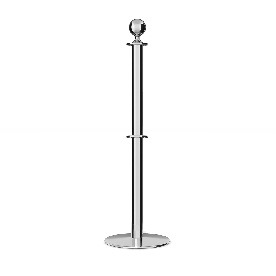 Ball Top Dual Rope Stanchion with Low Profile Base - Montour Line CXLineD