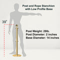 Ball Top Dual Rope Stanchion with Low Profile Base - Montour Line CXLineD